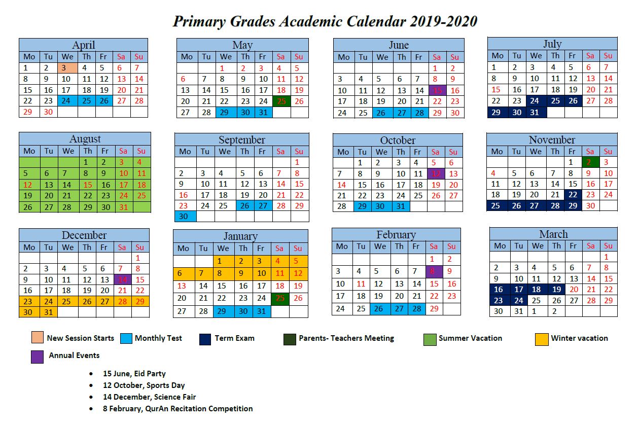 primary calendar 2019 2020 1